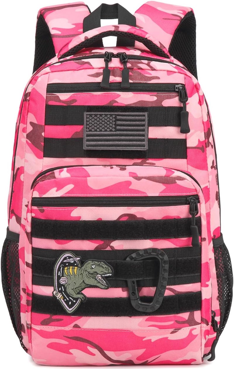 SunForMorning Kids Tactical Backpack Army Molle Bookbag Military Boys Backpack for School, Outdoor, Camping, Pink CM - Image 1